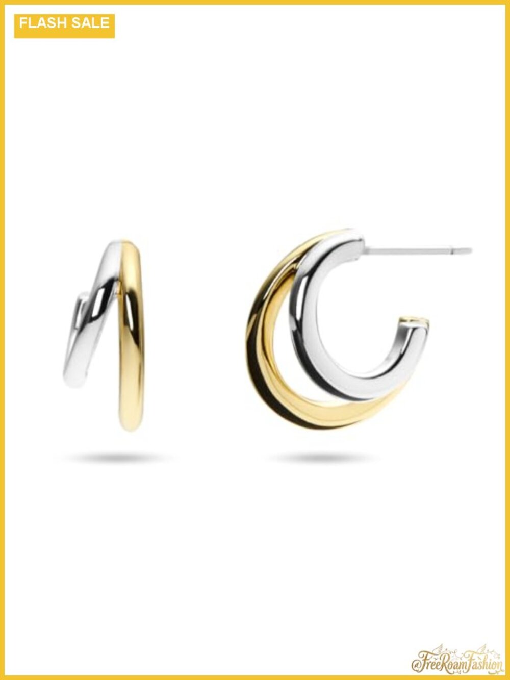 Double Hoop Earrings for Women - Sterling Silver, 14K Gold Plated & Rhodium